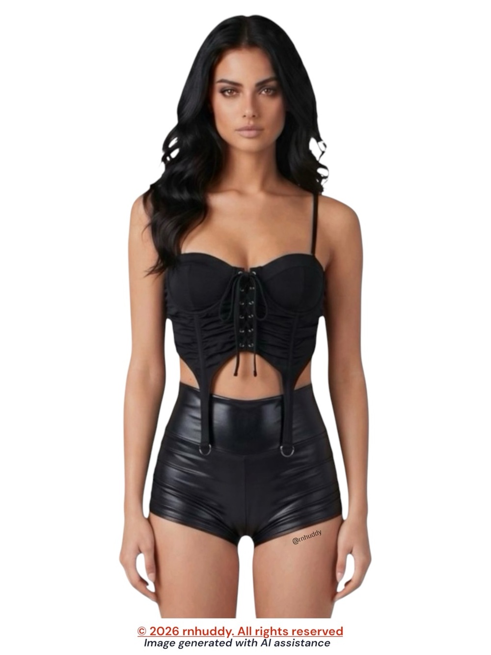 Peridot Clothing S black ruched wet look short shorts